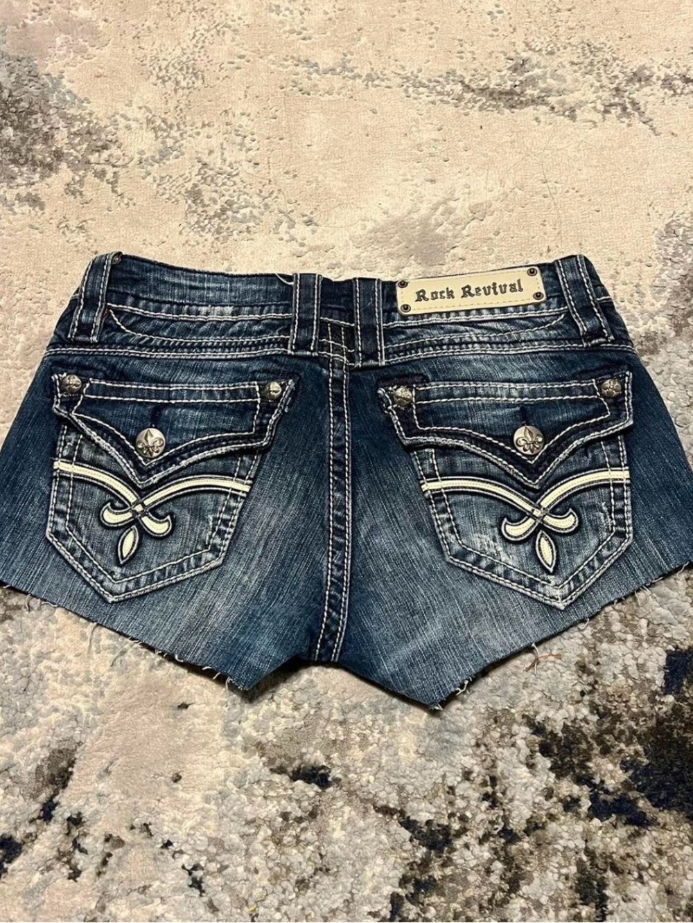 Rock Revival Dark Indigo Embellished Denim Shorts